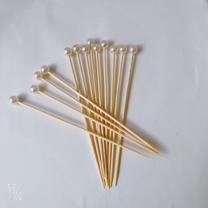 使い捨て果物の串竹製ビーズのハンバーガーの串各種装飾100本/結婚祝いの串を包んで携帯します。|undefined