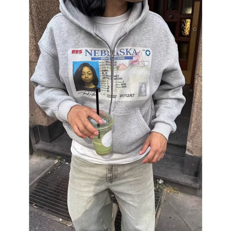 Cross-Border European and American Personalized Printed Zipper Sweatshirt Long-Sleeved Hoodie Cardigan Retro Jacket Street Fashion Y2K Cross-Border European and American Personalized Printed Zipper Sweatshirt Long-Sleeved Hoodie Cardigan Retro Jacket Street Fashion Y2K