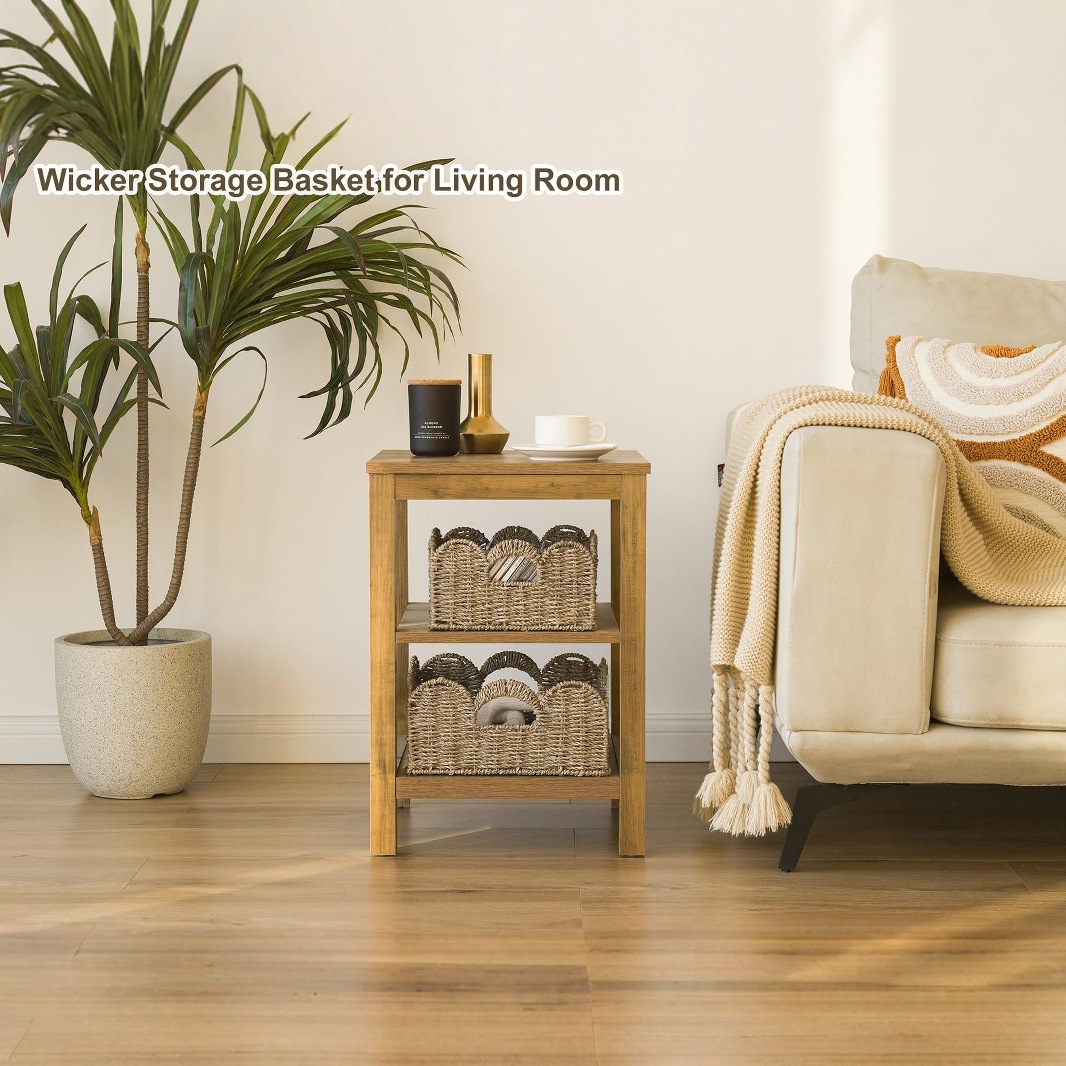 Cesta de almacenamiento en forma de abanico tejida de algas, cesta de almacenamiento de encaje de decoración del hogar, cesta de almacenamiento de armario, caja de almacenamiento de acabado de escritorio