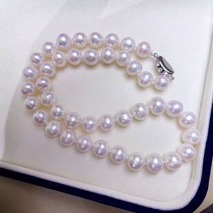 Natural Freshwater Pearl Necklace for Mother Close Round Large Pearl Luxury Luxury Necklace Women's Classic Clavicle Chain