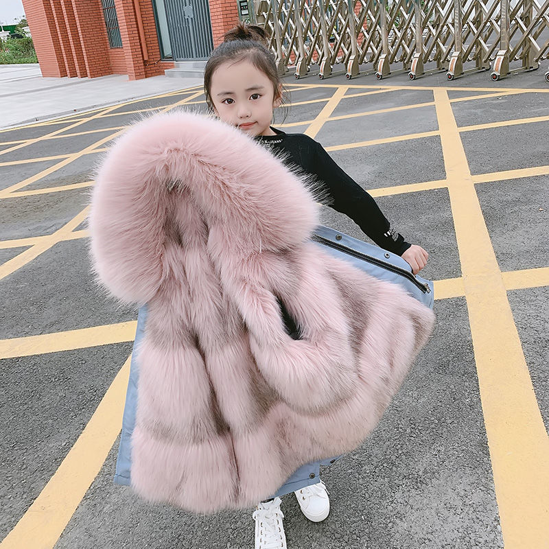 儿童服冬2024新款男童仿皮可拆卸内胆洋气女童棉衣外套加厚