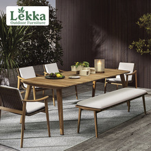 定制户外藤编桌椅庭院露天柚木桌椅休闲阳台藤椅花园家具跨境出口
