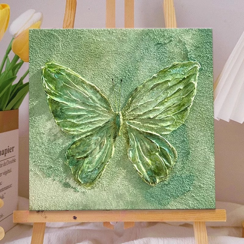 インスタイル蝶のテクスチャ油絵リビングルームテレビキャビネット装飾絵画デスクトップキャビネット絵画寝室のベッドサイド吊り壁画|undefined