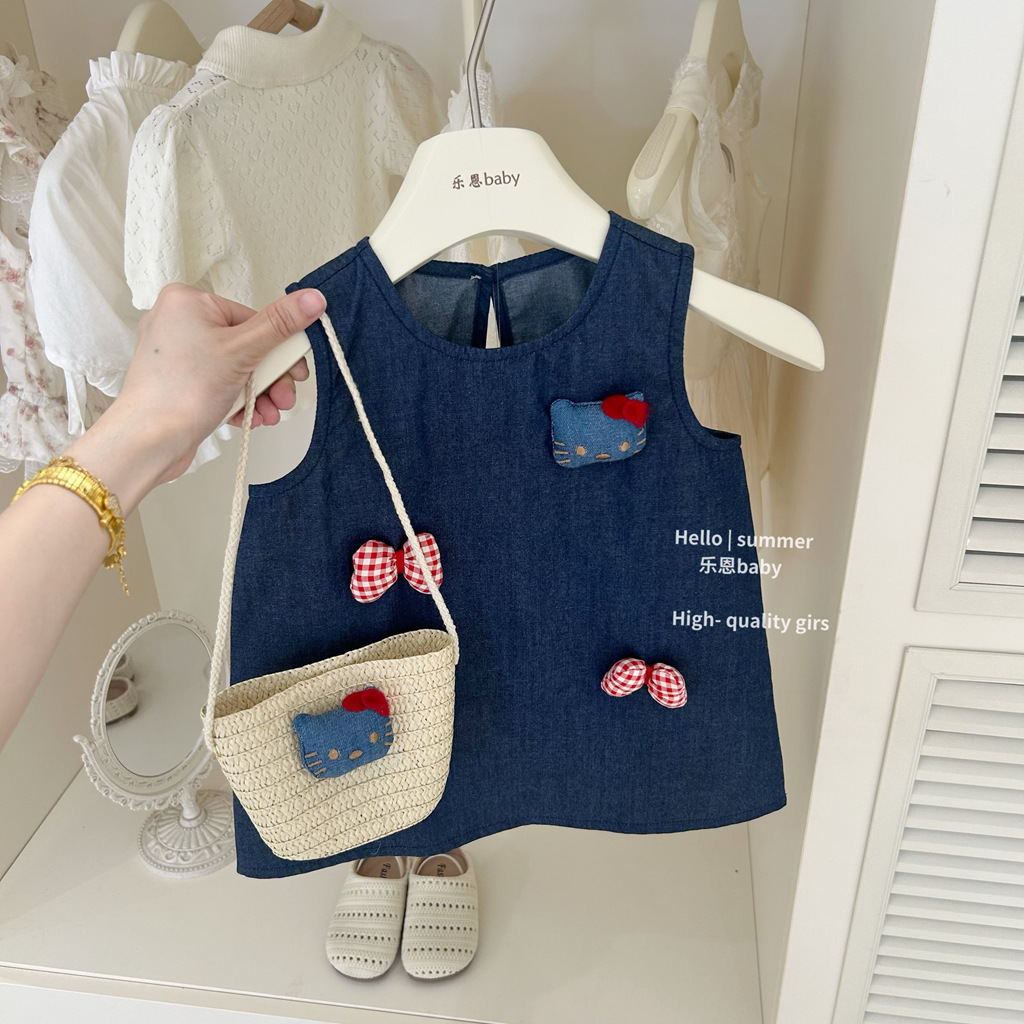 [Le En baby] Vestido de chaleco de mezclilla de nuevo estilo de verano para niñas, falda casual de estilo occidental de moda, vestido de princesa