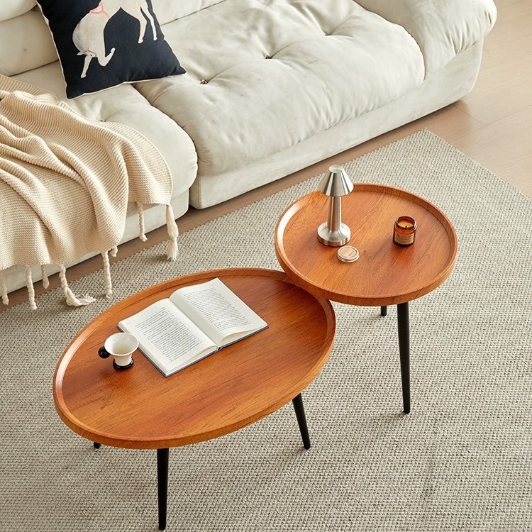 Living Room Small Round Table Round Coffee Table Country Coffee Table Creative Small Table Black Walnut Color Coffee Table Sofa Corner Table Side Table