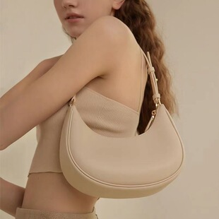 Spring and Summer Simple Underarm Bag Single Shoulder Niche Baguette Bag Women's Crossbody Bag 2025 New Half Moon Bag