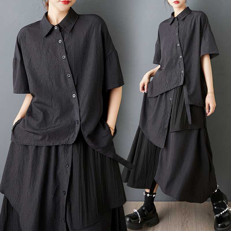 Summer black design fashionable solid shirt