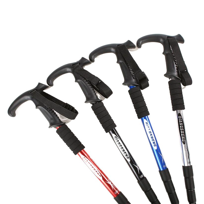 [Qi An Sheng-DS8001] Четырехсекционная Т-образная рукоятка Палка для альпинизма Уличная дорожная палка Телескопическая палка из алюминиевого сплава