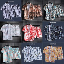 跨境爆款傣族服饰海南岛服三亚沙滩花衬衫短袖休闲套装男女情侣装