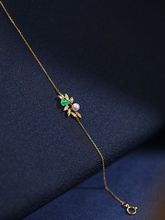 《青藤》小眾設計仿珍珠祖母綠鋯石手鏈簡約輕奢手飾夏季新款復古