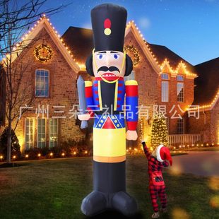 Cross-Border Christmas Inflatable Christmas Nutcracker Soldier Inflatable Led Light Luminous Decoration Outdoor Courtyard Ornaments