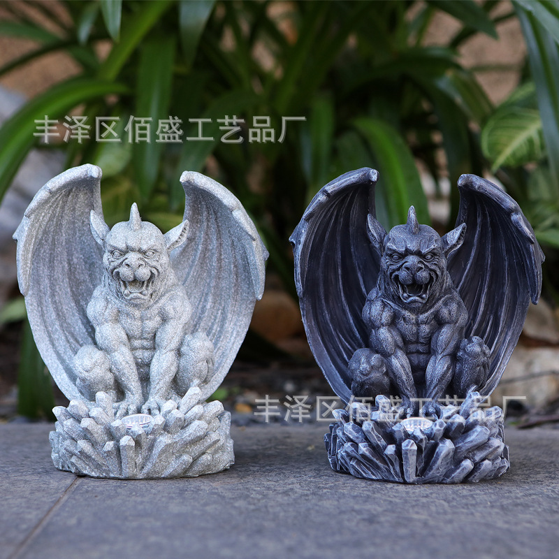 Jardín transfronterizo de comestibles jardín ornamentos de resina monstruos demonios estatuas lámparas decorativas creativas de jardinería de animales ornamentos