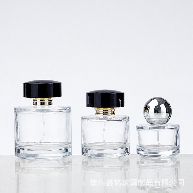 批发透明玻璃香水瓶30ml50ml矮圆喷雾瓶加厚玻璃香水分装瓶小样瓶