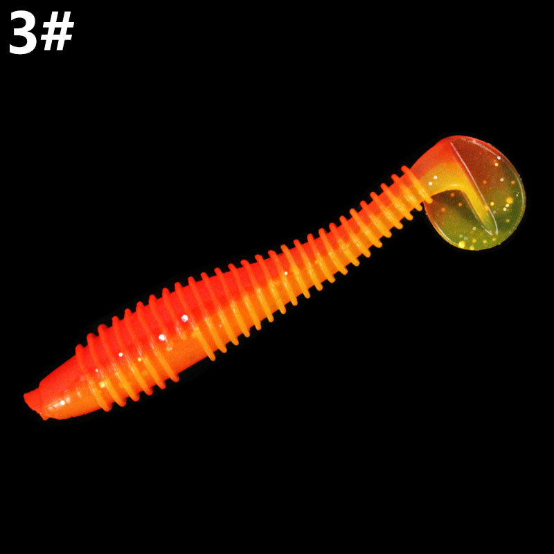 Tornillo de grasa de dos colores T cola 10 piezas de embalaje fino Luya Cebo suave Cebo de pesca barco de pesca Pescado mandarín que rebordea cebo bajo