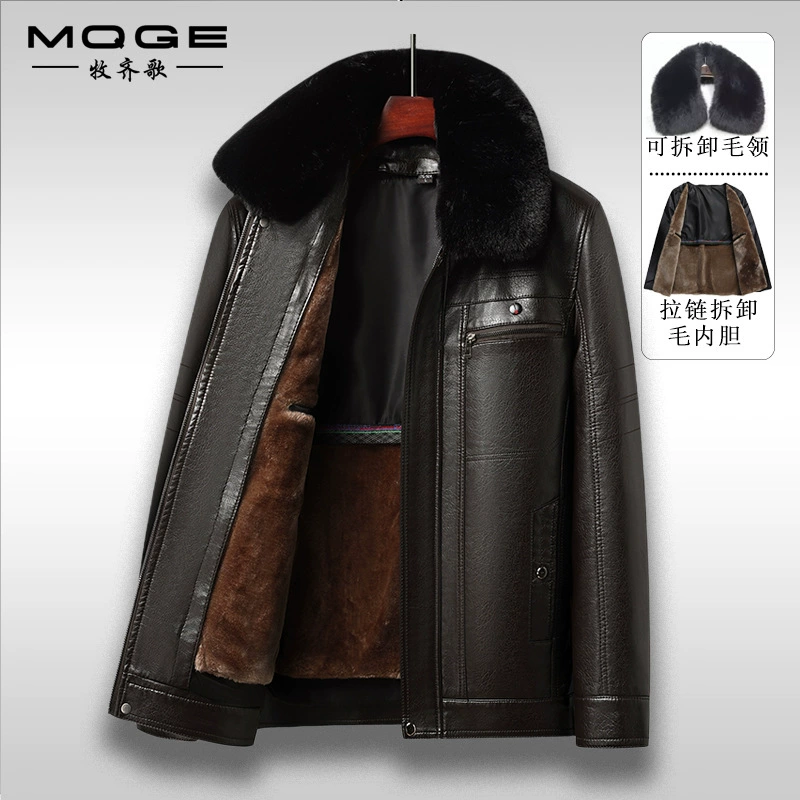 Сниз вкладыша Среднего и пожилого возраста, плюшевая и толстая кожаная кожаная куртка