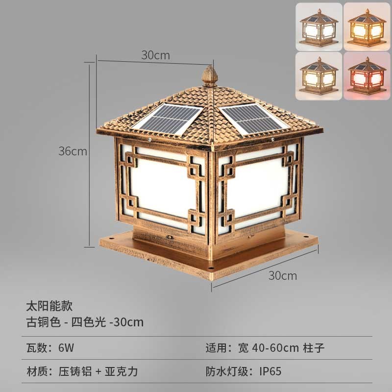 批发大门柱子灯户外防水庭院灯家用别墅室外墙头围墙太阳能柱头灯|undefined
