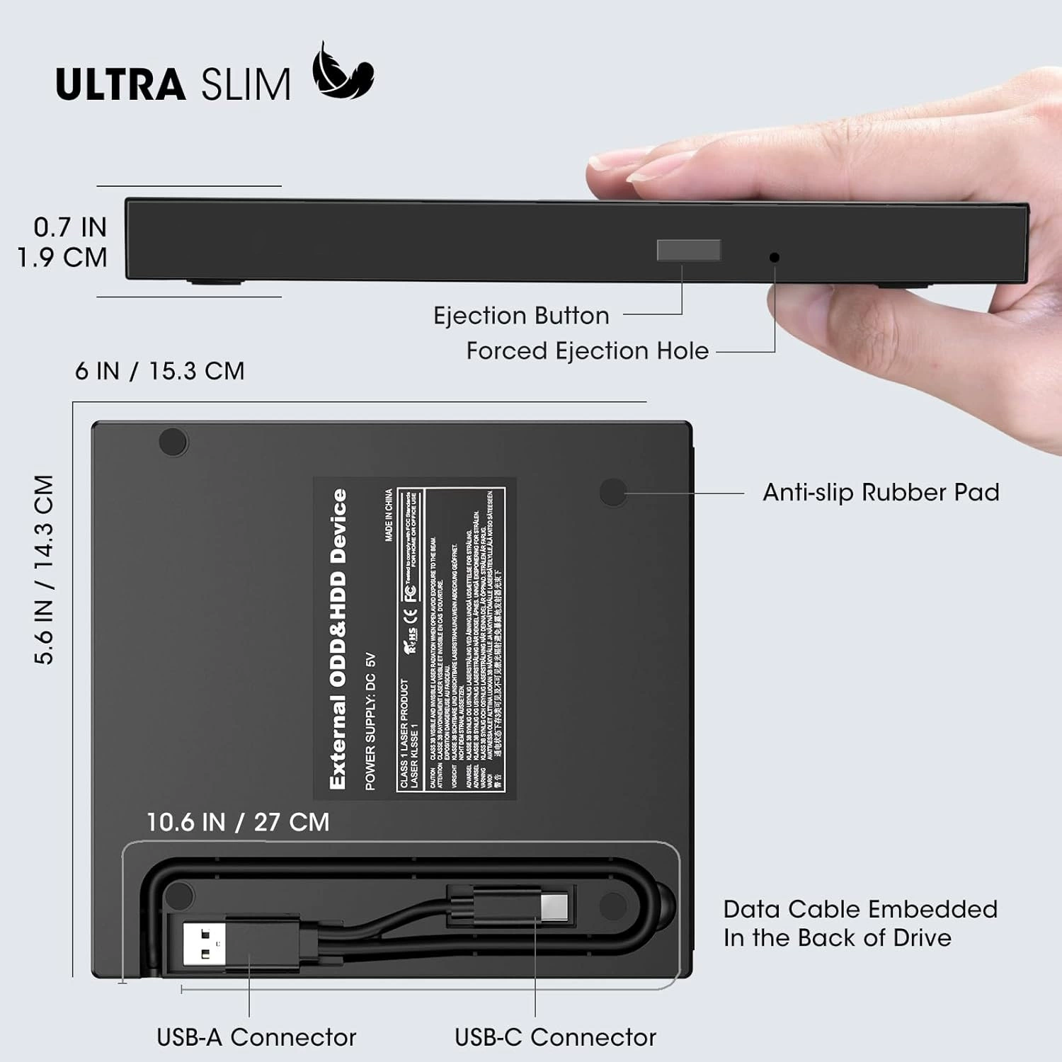 Внешний USB DVD-привод для ноутбука, универсальный оптический привод-записывающее устройство, семи-в-одном ультратонкий дисковый привод