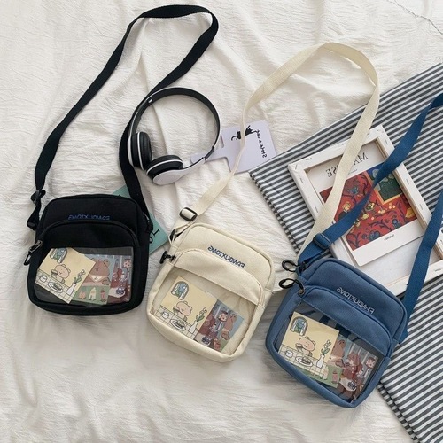 Small shoulder bag, cute pain bag, cross-body bag, Japanese style Harajuku girl soft girl canvas bag, small pain bag cross-border