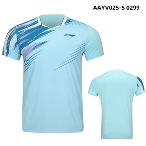 Li Ning, форма для бадминтона, быстросохнущая спортивная футболка с коротким рукавом для тренировок