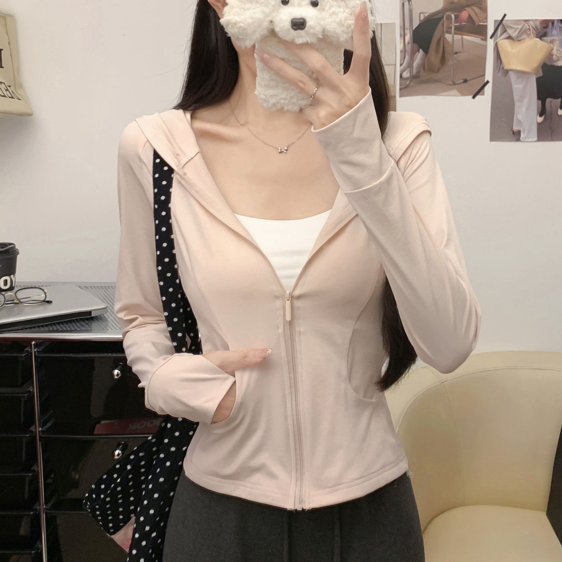 1902 Ice Silk Hooded Sun Protection Clothing for Women Summer Uv Protection Slim Fit Lightweight Quick-Dry Sun Protection Jacket