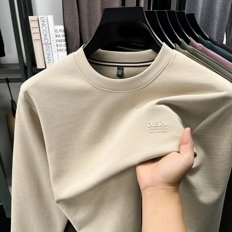 Cross-Border Export Round Neck Sweatshirt Men's Printed Long-Sleeved T-Shirt Autum New Loose and Versatile Bottoming Shirt Top