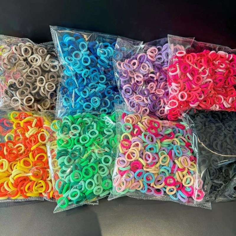 500 Packs Seamless Towel Ring Children's Rubber Band Baby Hair Band Does Not Harm Hair Rope Thumb Ring Girls' Head Rope