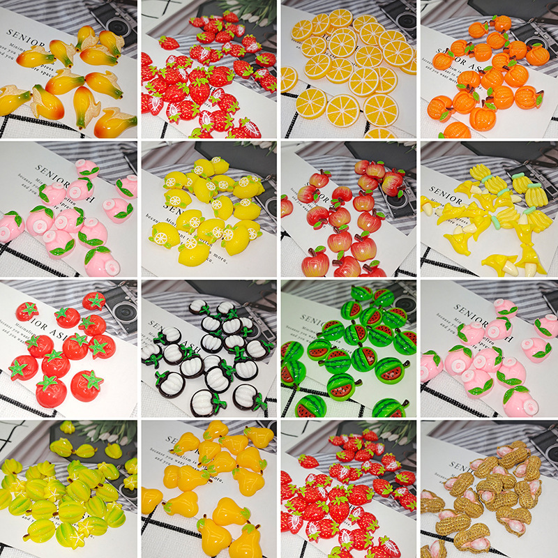 Artificial fruit DIY small production material hairpin accessories lemon Strawberry Mango homemade small mahjong material package