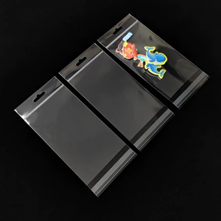 工厂批发定制OPP卡头飞机挂孔透明美甲玩具饰品自粘自封包装袋