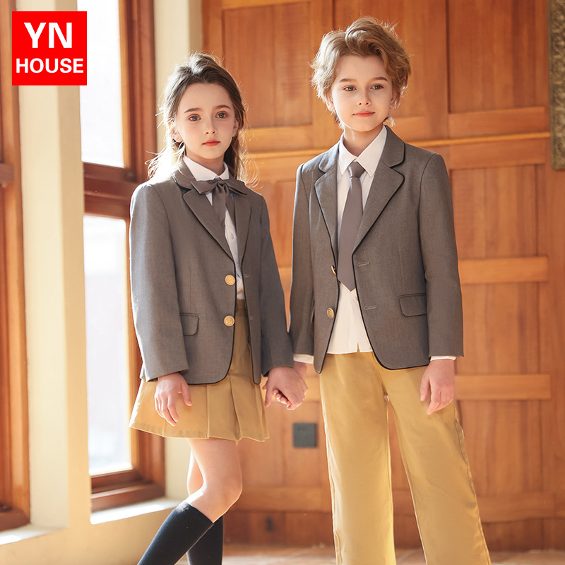 Uniformes escolares para escuelas primarias y secundarias, uniformes de jardín de infantes, uniformes de clase para niños de primavera y otoño, trajes para niños y niñas de estilo universitario británico