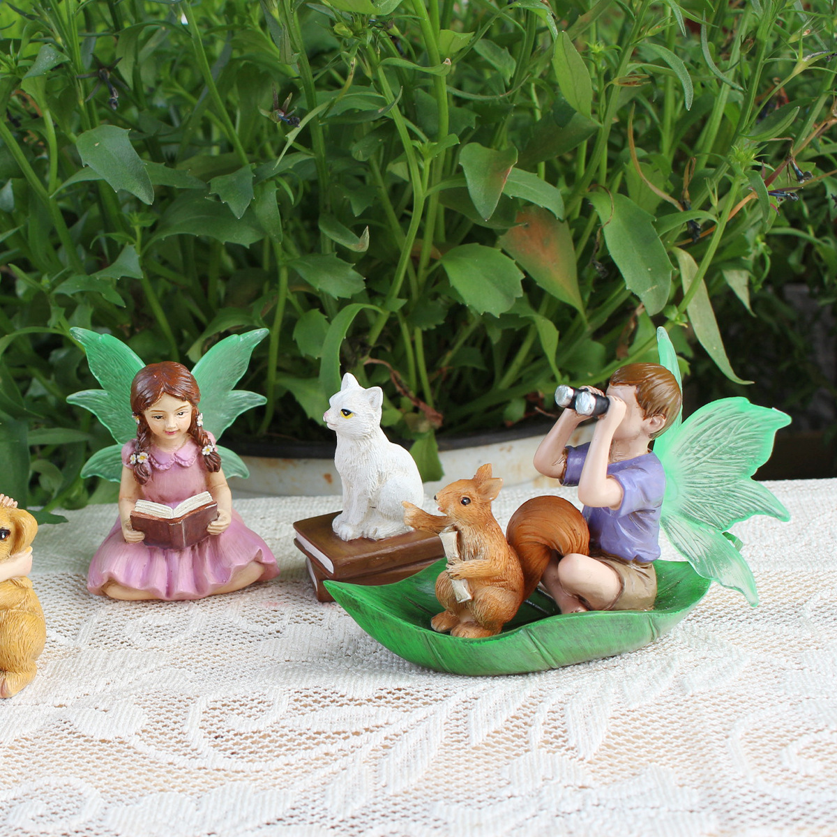  Resin Luminous Wings Boat Flower Fairy Boys and Girls Animal Ornaments Creative Home Garden Decoration Ceremony
