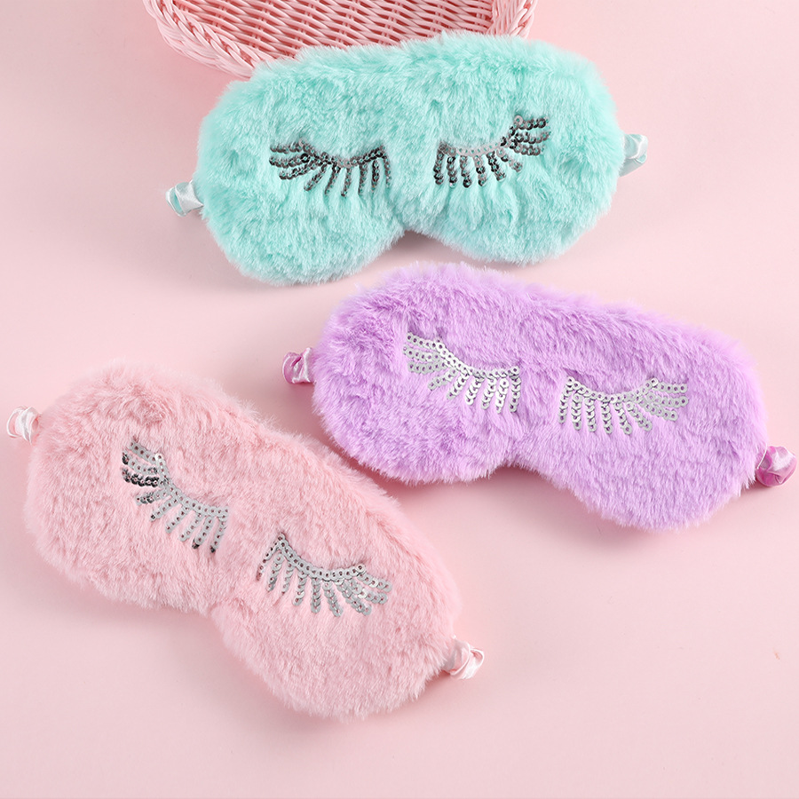 New Creative Sequins Cartoon Plush Shading Children's Eye Mask display picture 4
