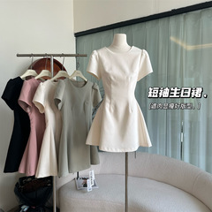 誕生日のスカートの半袖版の夏の薄い材料のスーツのスカートの気質はやせているファッションの婦人服のワンピースを現します。