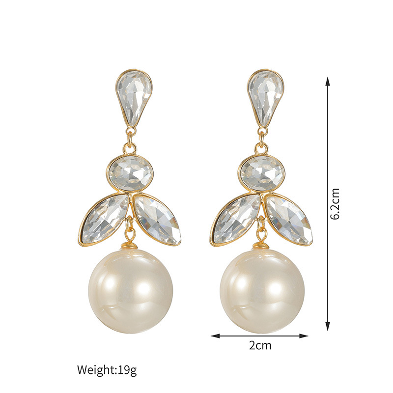 23g Weight PVD Coated Gold Plating Process 1 Pair Elegant Sweet Pearl 304 Stainless Steel Imitation Pearl Drop Earrings