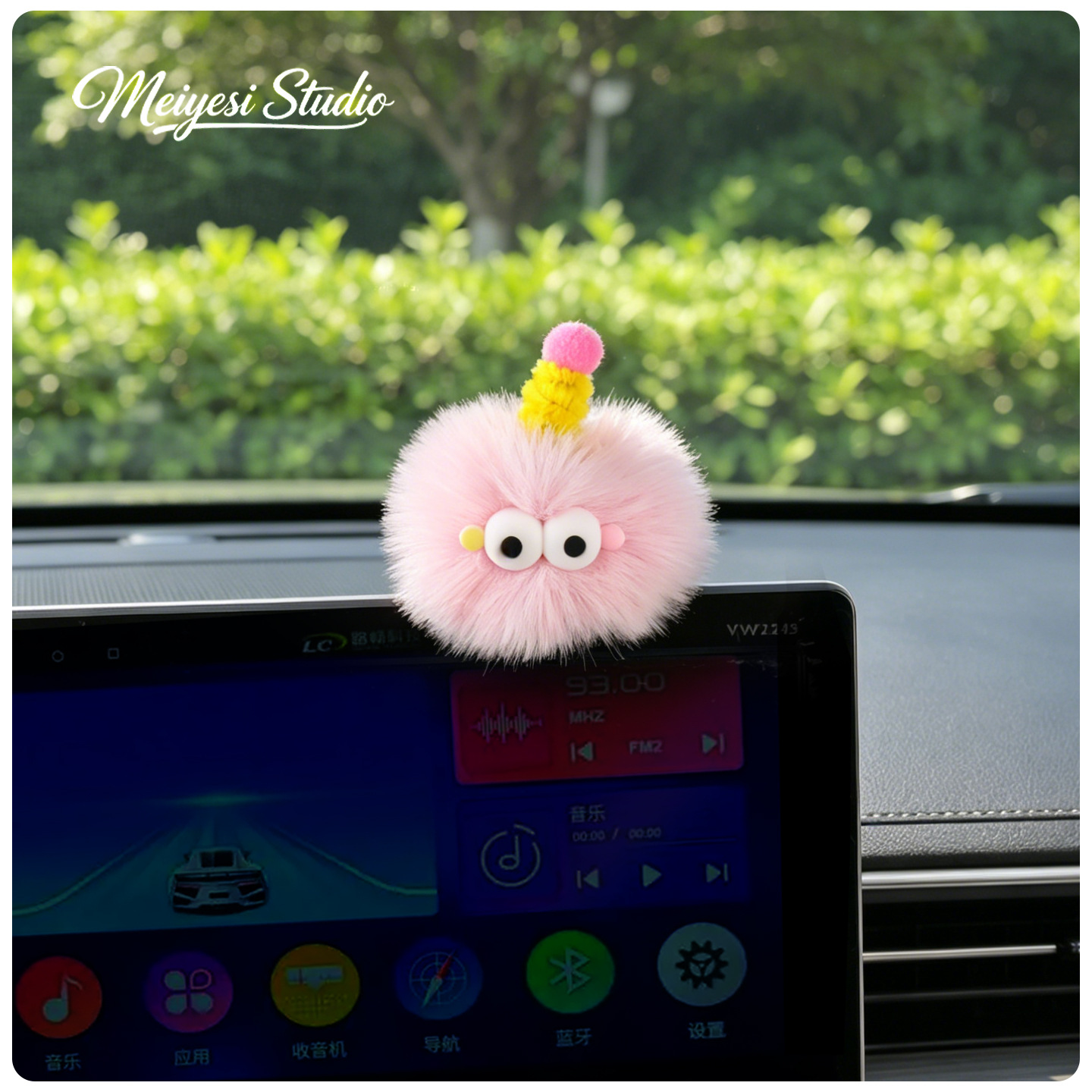 Joyas de automóviles adornos de automóviles lindos bolas de peluche interior de automóviles pantalla de control central decoración de pantalla pequeña adornos