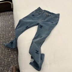 2024新作春夏ギャル小香風刺繍水洗い高腰小足スリムジーンズ女性新作