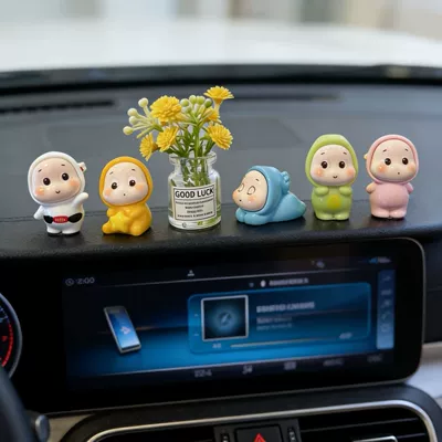 2026 New Cute Pajama Car ornaments - healing-pajamas-star-set-of-5-lucky-yellow-vase