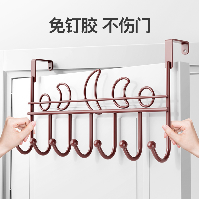 门后挂钩门上挂衣架免打孔高端家用门口包包收纳神器房门挂架简易|undefined