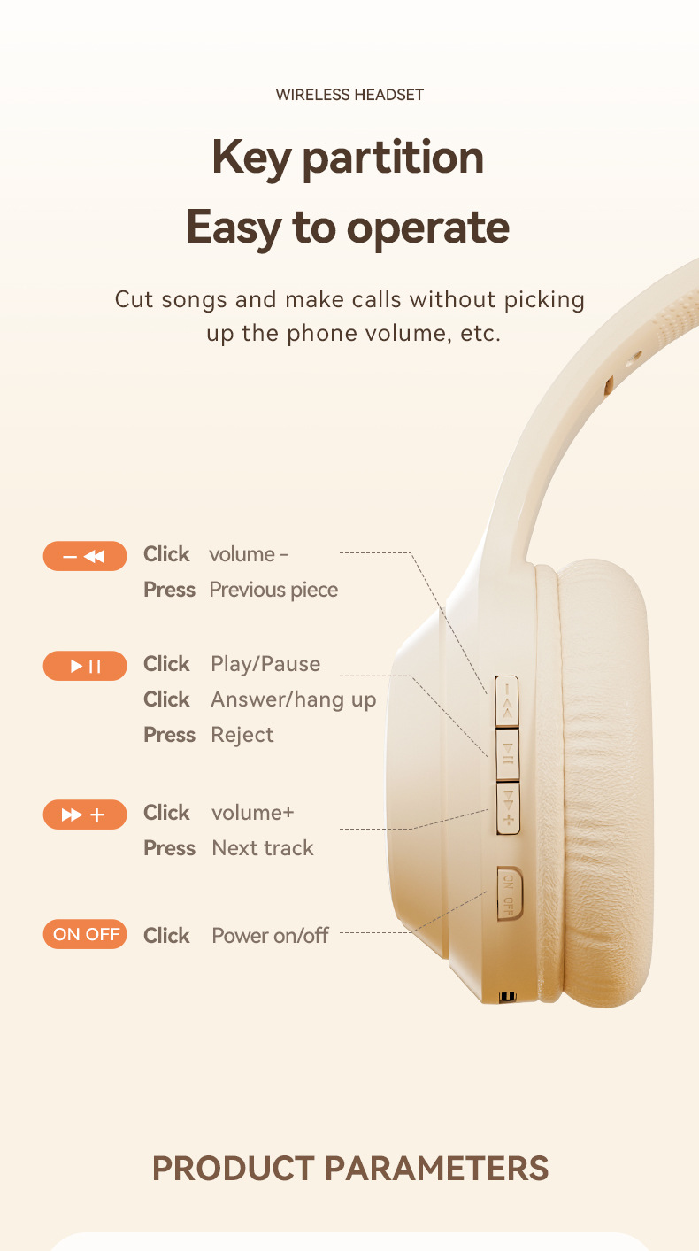 Wireless Bluetooth headset with long battery life, solid color plug-in earphones, mobile phones, Android tablets,_voghion.com