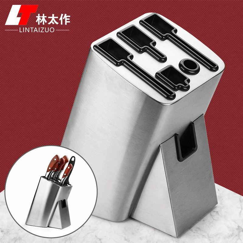 Knife block (LINTAIZUO), stainless steel, multi‑slot kitchen storage stand