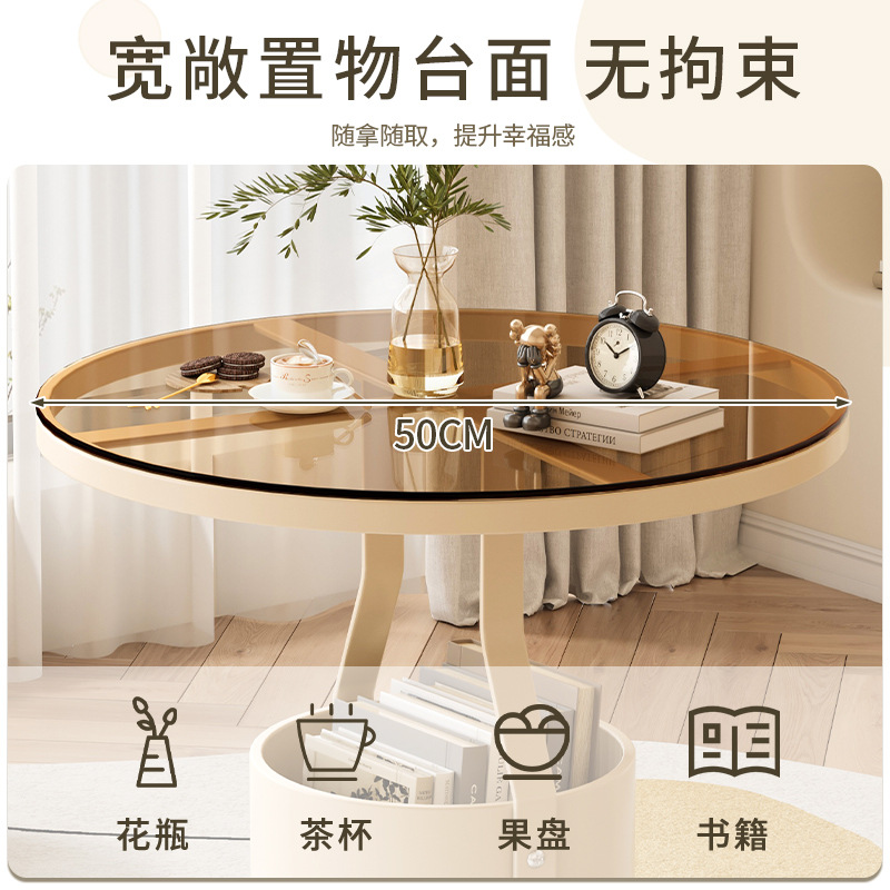 Mesa de té de lujo ligero sofá redondo de tabla de roca minimalista creativo dormitorio mesilla de cabecera pequeña mesa redonda balcón