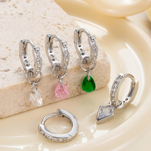 Hansen High-End Zirconia Pendant Earrings, High-Quality Diamond Hoop Earrings, Celebrity Style