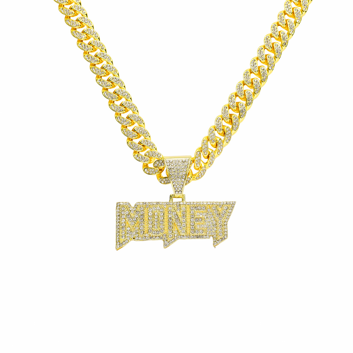 Hip Hop Lettre Alliage Placage Incruster Strass Hommes Pendentif Collier Pendentif display picture 1