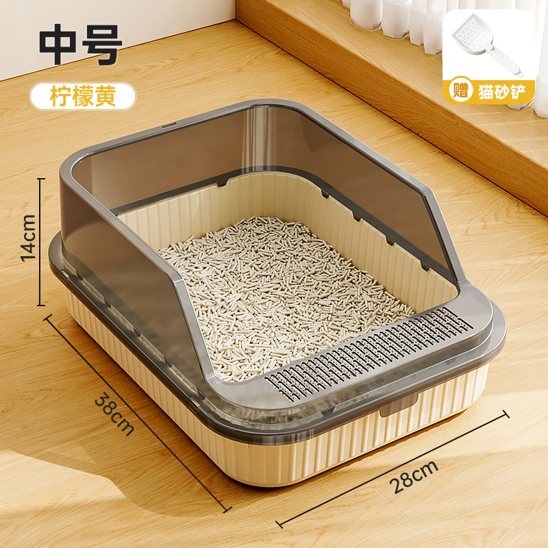 Baño de arena para gatos anti-spillado exterior con arena, baño para gatos grande, arena para gatos semicerrada, lavabo para gatos pequeños