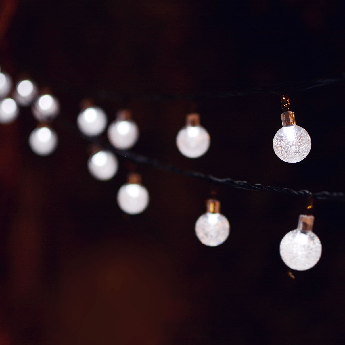 Daiziali Cadena de luz de burbuja de cristal solar 2,3 CM forma redonda siempre brillante intermitente jardín al aire libre Luz de vacaciones