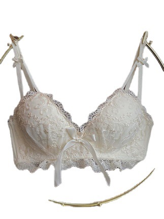 Ropa interior de látex de las mujeres empuja hacia arriba el pecho pequeño pecho plano especial sujetador blanco sexy encaje sujetador inalámbrico traje 8808