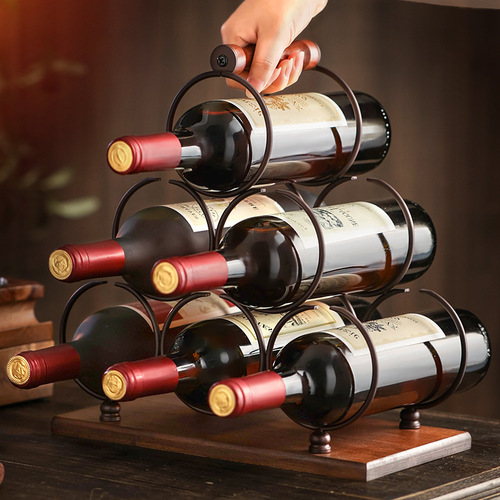 Creative Red Wine Rack Ornament, Solid Wood Upside-Down Wine Cup Rack, Home Use Living Room European Wine Cabinet Display Stand