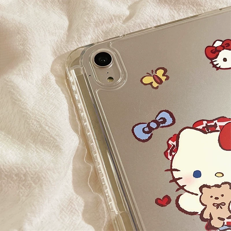 Красная клетчатая обложка Hello Kitty для планшета iPad 10/11 поколения/ Air7/10.2/10.9/Pro