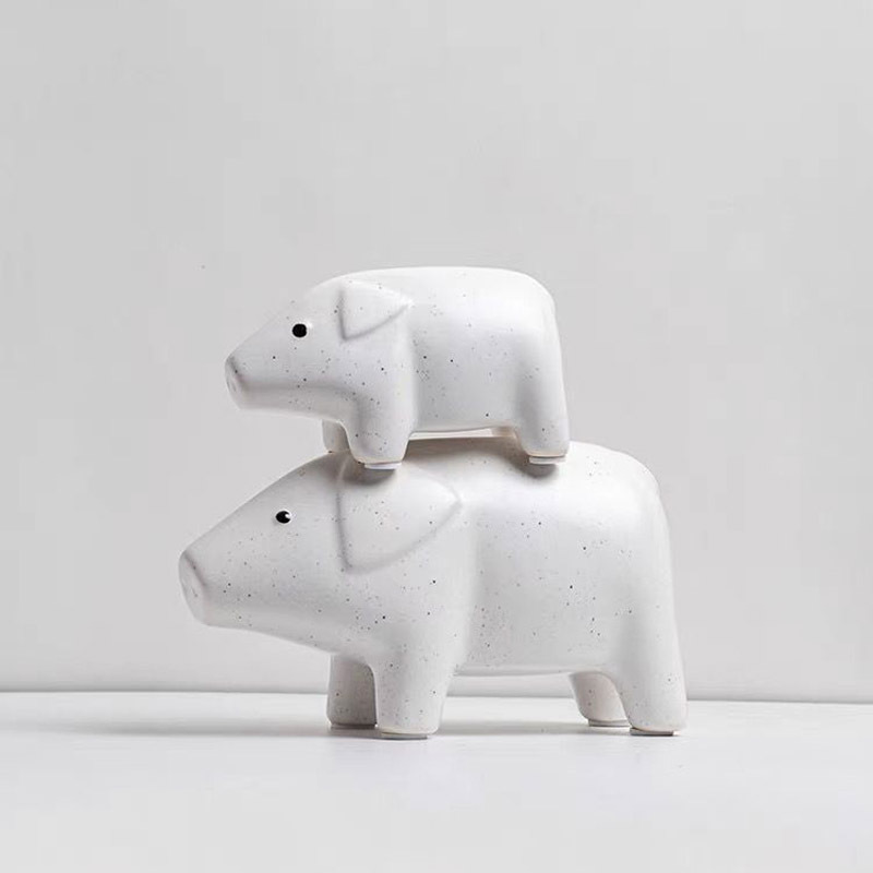Cerámica creativa cerdo adornos para el hogar accesorios modernos minimalistas decoración suave decoración de la sala de estar decoración pequeña al por mayor