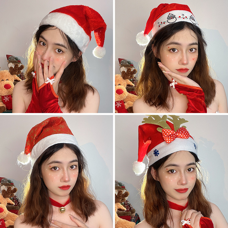 Niños adultos Santa Claus sombrero de vestir tocado kindergarten decoraciones de Navidad astas creativas sombrero de Navidad