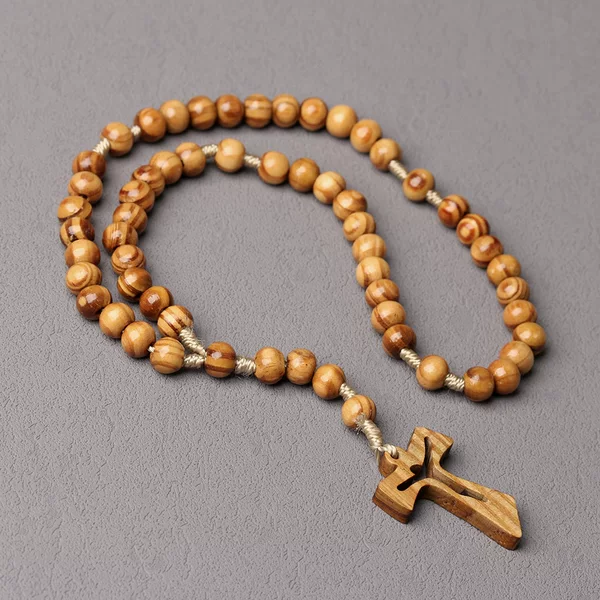 Cross-Border European and American Style Rosary Pendant 10mm Natural Wood Beads Coffee-Colored Beaded Woven Jewelry Wholesale